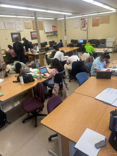 Students studying for finals in Math Lab