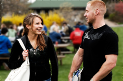 Photo of two students talking