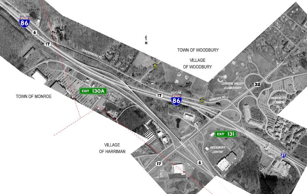 Transformation of the Woodbury Interchange at Route 17, Exit 131 and I87 - NYS Thruway.