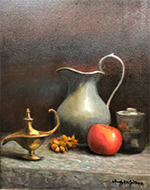 Old Pewter Pot and Red Apple �