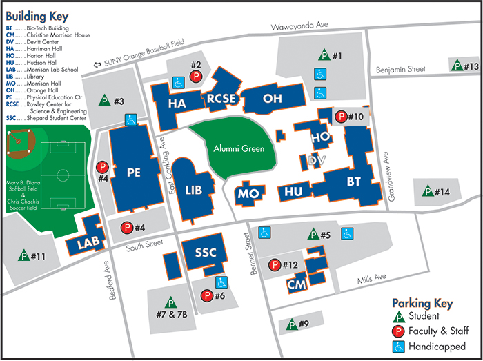 Map of Middletown Campus - Please see Key and Text information in PDF link or table below.