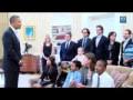 President Obama conversing with students