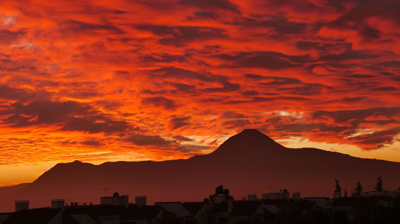 Santiago at Dusk, Mountains in Distance