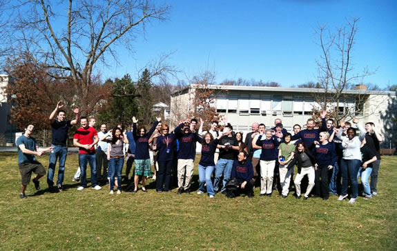 Faculty and students celebrating Pi day