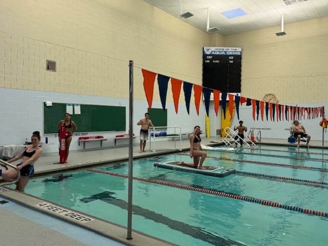 Students in the pool