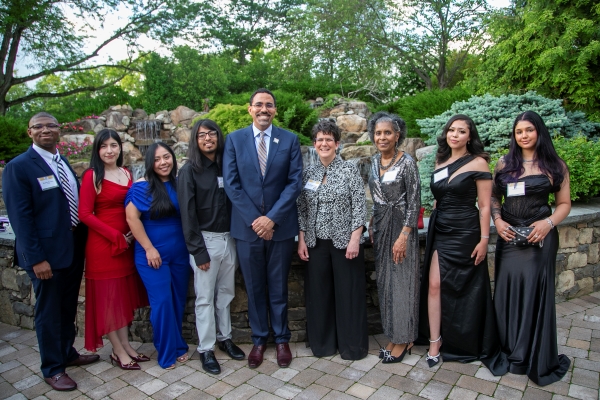 Chancellor with Dr Young and students