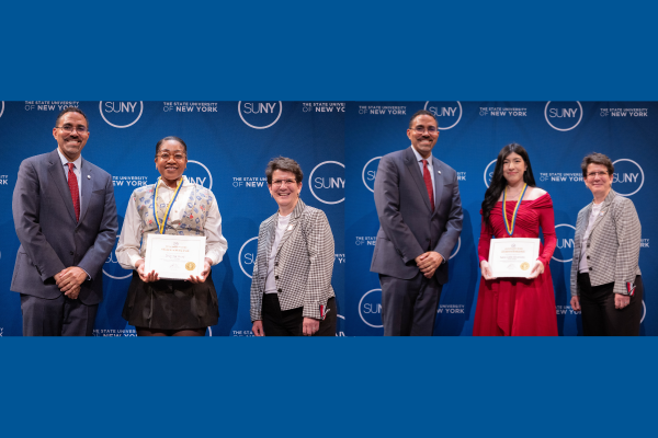 SUNY Orange students Sara Calle Alvarado and Brianna Reid were named recipients of the 2025 State University of New York (SUNY) Chancellor’s Award for Student Excellence during a ceremony held Tuesday, April 29, in Albany.