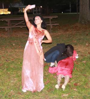 Halloween Homecoming Queen and Zombie