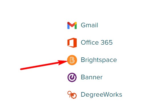 Arrow pointing to Brightspace Link