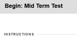 Begin Test Information and Instructions in Blackboard 9.1